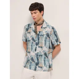 THE BEAR HOUSE Men Relaxed Fit Abstract Printed Cuban Collar Casual Shirt-picture-21