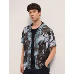 THE BEAR HOUSE Men Relaxed Fit Abstract Printed Cuban Collar Casual Shirt-picture-46