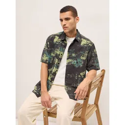 THE BEAR HOUSE Men Relaxed Fit Spread Collar Dyed Casual Shirt-picture-34