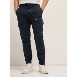 THE BEAR HOUSE Men Relaxed Mid Rise Relaxed Fit Cotton Cargos Trousers-picture-21
