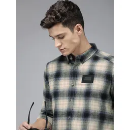THE BEAR HOUSE Men Slim Fit Checked Pure Cotton Casual Shirt-picture-22