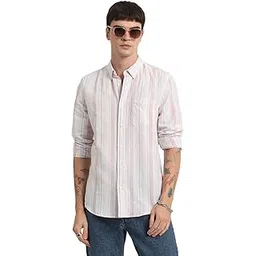 the bear house Men Slim Fit Striped Cotton Linen Casual Shirt-picture-11