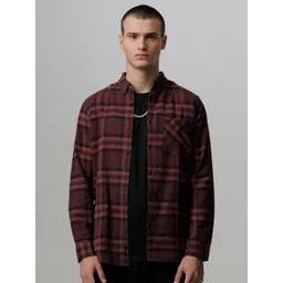 THE BEAR HOUSE Men Slim Fit Tartan Checked Pure Cotton Casual Shirt-picture-28