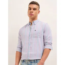 THE BEAR HOUSE Men Slim Fit Vertical Striped Button-Down Collar Casual Shirt-picture-30
