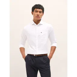 THE BEAR HOUSE Men Tailored Fit Woven Design Spread Collar Pure Cotton Formal Shirt-picture-39