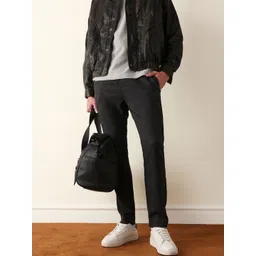 THE BEAR HOUSE Men Textured Slim Fit Trousers-picture-32