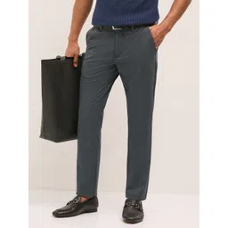 THE BEAR HOUSE Men Woven Design Slim Fit Formal Trousers-picture-39