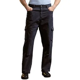 the bear house Men's Blue Cotton Solid Utility Cargo-picture-12