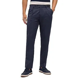 the bear house Men's Blue Regular Fit Formal Trouser-picture-32