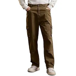 the bear house Men's Brown Cotton Solid Utility Cargo-picture-11