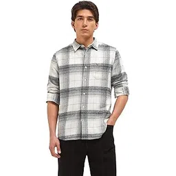 the bear house Men's Cream Slim Fit Checked Casual Shirt-picture-12