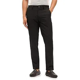 the bear house Men's Dark Brown Slim Fit Formal Trousers with Pinstripes & Side-Elasticated Waistband-picture-11