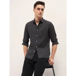 The Bear House Men's Grey Cotton Solid Slim Fit Shirt-picture-15