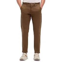 the bear house Men's Olive Slim Fit Solid Cotton Trouser-picture-32