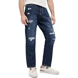 the bear house Men's Relaxed Fit Dark Blue Cotton Jeans-picture-15