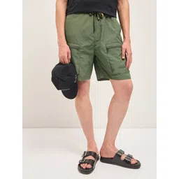 THE BEAR HOUSE Men's Solid Knee Length Cargo Shorts-picture-30