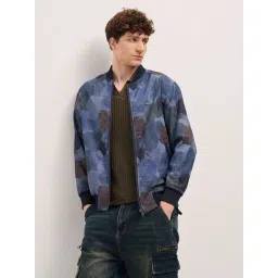 The Bear House Navy Polyester Regular Fit Printed Casual Jacket-picture-25
