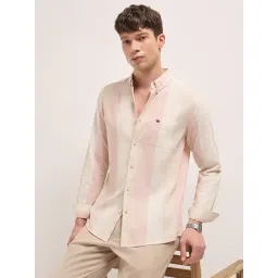 The Bear House Peach Striped Regular Fit Shirt-picture-36