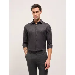 The Bear House Purple Cotton Blend Tailored Fit Textured Formal Shirt-picture-36