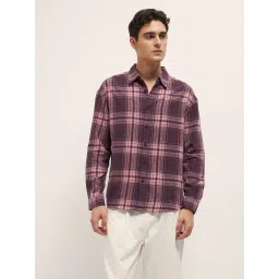 The Bear House Purple Cotton Relaxed Checks Casual Shirt-picture-35