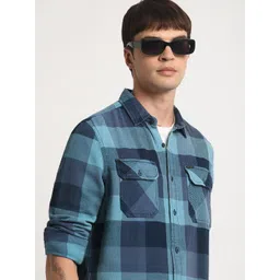 THE BEAR HOUSE Slim Fit Buffalo Checked Pure Cotton Casual Shirt-picture-18
