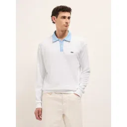 The Bear House White Cotton Relaxed Fit Texture Polo T-Shirt-picture-15