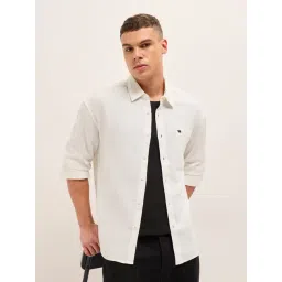 The Bear House White Cotton Striped Relaxed Fit Shirt-picture-28