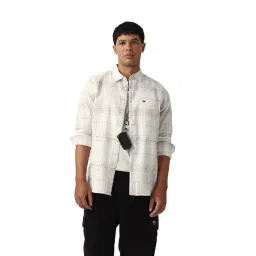 The Bear House White Polyester Checked Slim Fit Shirt-picture-45