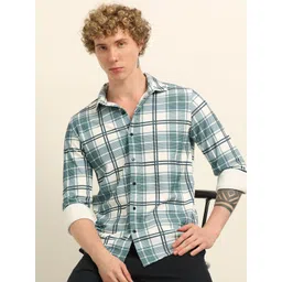 THE BEETEL HOUSE Men Classic Fit Tartan Checked Spread Collar Casual Shirt-picture-27