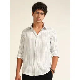 THE BEETEL HOUSE Men Classic Fit Vertical Striped Spread Collar Casual Shirt-picture-26