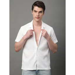 THE BEETEL HOUSE Men Comfort Regular Fit Cuban Collar Textured Casual Shirt-picture-30