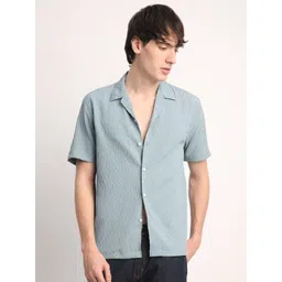 THE BEETEL HOUSE Men Comfort Regular Fit Cuban Collar Textured Casual Shirt-picture-31
