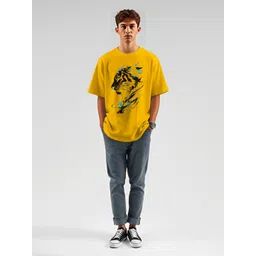 THE BEETEL HOUSE Men Graphic Printed Round Neck Cotton Oversized T-shirt image 4