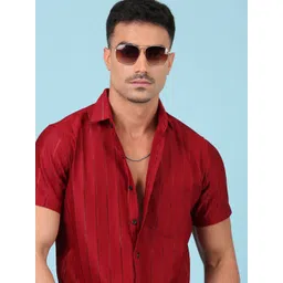 THE BEETEL HOUSE Men Relaxed Fit Vertical Striped Spread Collar Casual Shirt-picture-39