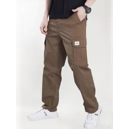THE BEETEL HOUSE Men Relaxed Straight Leg Easy Wash Cargos Trousers-picture-11