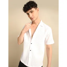 THE BEETEL HOUSE Men Standard Fit Cuban Collar Textured Casual Shirt-picture-24