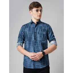 THE BEETEL HOUSE Men Standard Fit Spread Collar Abstract Printed Cotton Casual Shirt-picture-15