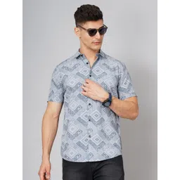 THE BEETEL HOUSE Men Standard Fit Spread Collar Geometric Printed Casual Shirt-picture-31