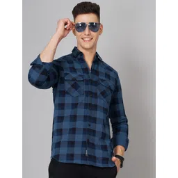 THE BEETEL HOUSE Men Standard Slim Fit Spread Collar Gingham Checked Cotton Casual Shirt-picture-24