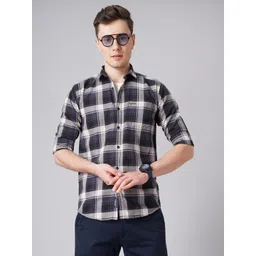 THE BEETEL HOUSE Men Standard Slim Fit Spread Collar Tartan Checked Cotton Casual Shirt-picture-29
