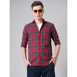 THE BEETEL HOUSE Men Standard Slim Fit Spread Collar Tartan Checked Cotton Casual Shirt-picture-32