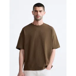 THE BEETEL HOUSE Round Neck Drop-Shoulder Sleeves Pure Cotton Oversized T-shirt-picture-37