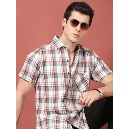 THE BEETEL HOUSE Standard Fit Checked Wrinkle Free Cotton Casual Shirt-picture-37