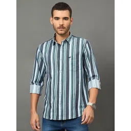 THE BEETEL HOUSE Standard Slim Fit Spread Collar Striped Cotton Shirt-picture-17