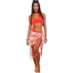 the behruz theory Coral One Soulder Monokini with Short Sarong-picture-40