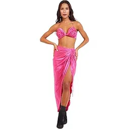 the behruz theory Hot Pink Rose Bikini with Drawstring Sarong-picture-30