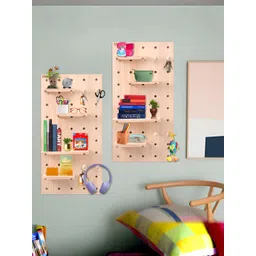 The Better Home 2 Pcs Pinewood Pegboard Key Holder Wall Shelves-picture-20