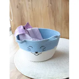 The Better Home Blue & White Printed Fabric Tote Basket Organiser-picture-29