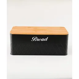 The Better Home Bread Box for Storage with Bamboo Cutting Board Lid Food Container | Bread Storage Box with Lid Food Grade | Kitchen Accessories Bread Bin for Dinning Table Cookies Storage (Black)-picture-34
