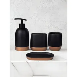 The Better Home Gold-Toned & Black 4 Pieces Glossy Bath Accessories Set-picture-13